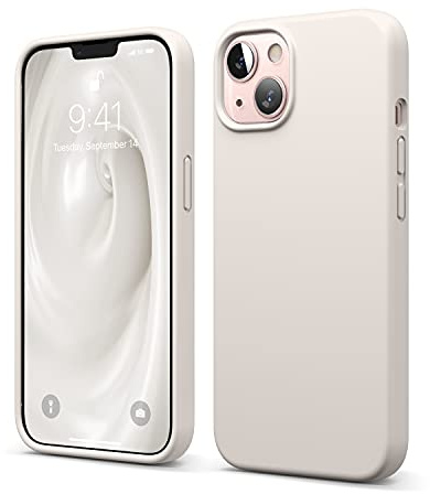 elago Silikon Hülle für iPhone 13 | Premium-Silikon, kratzfest, Rundumschutz, weiches Mikrofaserfutter (Taupe)