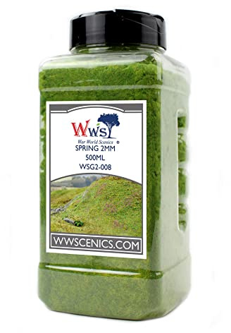 WWS War World Scenics WWScenics | 2mm Frühling Statische Grasfasern | 500ml | WSG2-008 | Streugras für Modellbahn und Modellbau