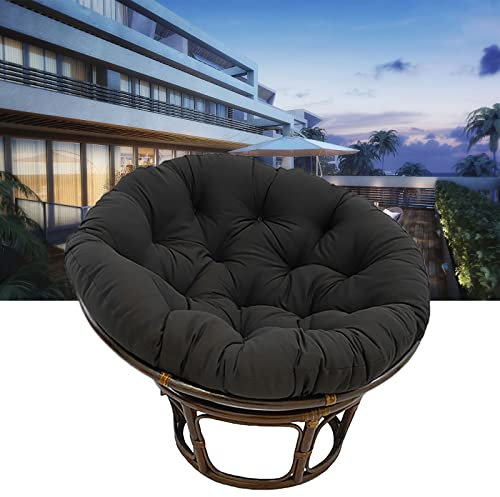 SRHWBF Papasansessel Kissen Schaukel Hängender Korb Sitzkissen Schaukelstuhlkissen Rundes Korbgeflecht Hängendes Ei Stuhlkissen für den Garten Indoor Outdoor (nur Kissen) (Black Ø110cm/43.3 in)