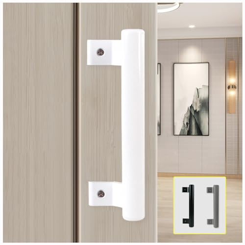 KAFENDA Maniglia per porta scorrevole in lega di alluminio da 20,3 cm, colore bianco moderno, ambidestra, facile da installare, adatta per interni ed esterni