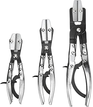 Hose Clamp Pliers Hose Pinch Off Plier Ratcheting Jaws Swiveling Universal for Cleaning Machine Drains, Auto Hoses, Radiator Pipes, Brake Pipes, Coolant Pipes(10 inches)