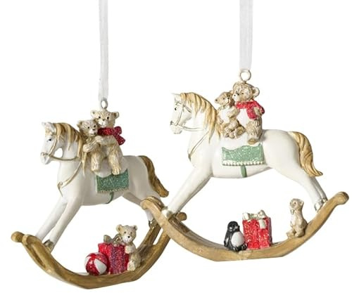 2 STK Schaukelpferd grün Weiss rot Anhänger bemalt Christbaumschmuck b789 Hänger Pferde Schaukelpferde Deko Nostalgie Vintage Christbaumdeko Anhänger Pferde Pferdchen Weihnachtsdeko Geschenkset