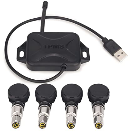 erisin Universal USB Reifendrucksensor Reifendruckkontrollsystem USB TPMS Modul Reifendruckprüfer mit 4 Interne Sensors für Android Autoradios