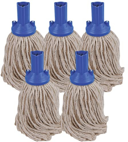 Avern Cleaning Supplies String Mop Heads Cotton PY Yarn Replacement Socket Mop Head - Colour Coded - (Pack Of 5) (Blue), (RSMMOPS150G)