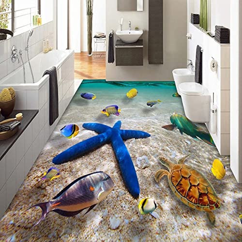 HD Submarine World Starfish Mer Eau Photo Murale Papier Peint 3D Carrelage Sol Peinture PVC Salle De Bains Étanche Papier Peint 3 D,150 * 105cm