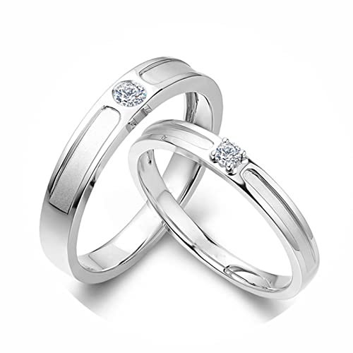 AMDXD Echtes Ringe Diamant 0.12ct, 2Pcs Solitärring PT950 Platin Klassiker Design Verlobungsring Freundschaftsringe Trauringe, Damen 56 & Herren 56