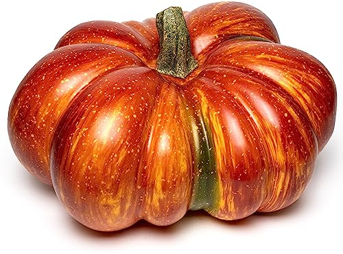 WsCrofts Large Artificial Pumpkin, 12.6inch Hand-Made Fake Pumpkin for Fall Harvest Festival Thanksgiving Halloween Decor (Orange Speckles)