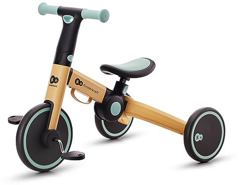 ‎Kk Kinderkraft 4TRIKE Dreirad 3 in 1, Leicht Rutscher, Laufrad, Zusammenklappbar, ergonomische Sattel, ab 12 Monat bis 5 Jahre, Gelb+Blau, 69