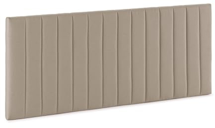 Testiera Eris rivestita in tessuto beige 160x60 cm, Include raccordi e viti