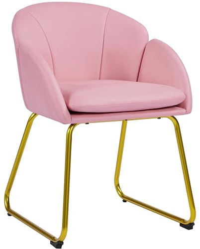Yaheetech Esszimmerstuhl modern, Küchenstuhl in Blumenform, Sessel Polsterstuhl mit Metallbeinen Gold, für Wohnzimmer/Esszimmer Hellrosa