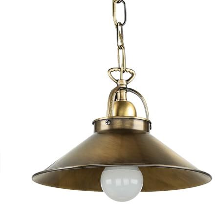 Licht-Erlebnisse Hängeleuchte ALICE aus Echt-Messing in Bronze hell Premium schwenkbar E27 Ø25cm für Küche Flur Schlafzimmer Innen Pendelleuchte Hängelampe