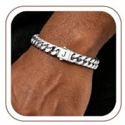 HAYOUWAY Herren Armband mit Buchstaben Edelstahl Armbänder Panzerkette | Silber Herrenarmbänder für Männer Kubanische Armband mit A-Z Buchstabe Personalisierte Geschenke für Männer Papa Sohn Bruder