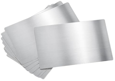 EXIN DEHCEN 8 Stück Metal Business Card, Brushed Stainless Steel Leere Metallkarte 80X50X0.5mm Edelstahlblech Namenskarte Lasergravierte, Leere Metall Karte for DIY Laser Printing Engraving