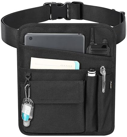Likesing Server Apron Waist Pouch, Restaurant Waiter Waist Tool Pouch Bag with Adjustable Belt, Utility Money Bag Working Serving Apron with Pockets for Waitress for Restaurant Hotel Bar