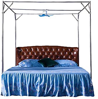 Himmelbettnetz aus Edelstahl, 25 mm Dicke 4-Eck-Betthalterung, Moskitonetz, mit schräger Stange, Ventilator-Aufhängestange, King