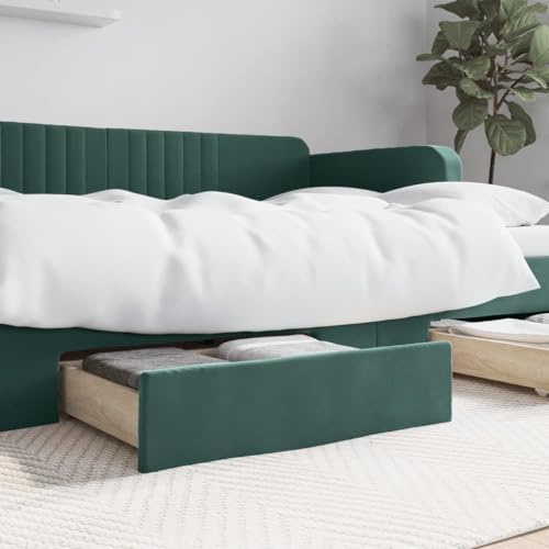 ShGaxin Cajones de Cama 2 uds Madera ingeniería Terciopelo Verde Oscuro, Caja Bajo Cama, Almacenamiento Ropa, Cajas Almacenaje Zapatos, Cajas para Ropa, Cajas De Almacenamiento 833918