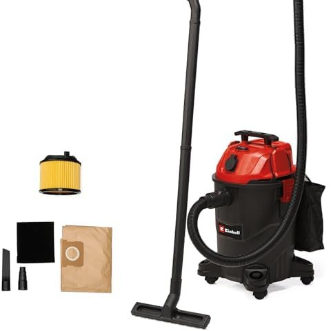 Einhell Nass-Trockensauger TC-VC 1825 A (1.250 Watt, 180 mbar Saugleistung, Automatiksteckdose, 25 L Auffangbehälter, Tragegriff, inkl. Düsen, Filter, Schmutzfangsack und 5X Vliesbeutel)