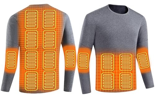YAMNYSS Camiseta Térmica Calefactada para Hombre Calefacción Eléctrica Ropa Interior Camisa Caza Esquí Moto Deporte Al Aire Libre Ropa Calefactada,Gris,L