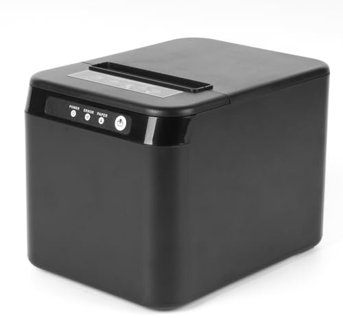 Bisofice Imprimante tickets thermique 80 mm, imprimante de ticket avec connexion USB + LAN, compatible avec commande ESC/POS pour restaurants, supermarchés, commerce