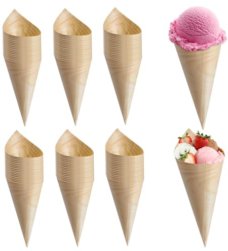 Conos de charcuterie 100pcs 7.1 pulgadas Mini conos de helado cono de helado desechable para aperitivo Food Snack Fiesta de bodas de catering Buffet Restaurante