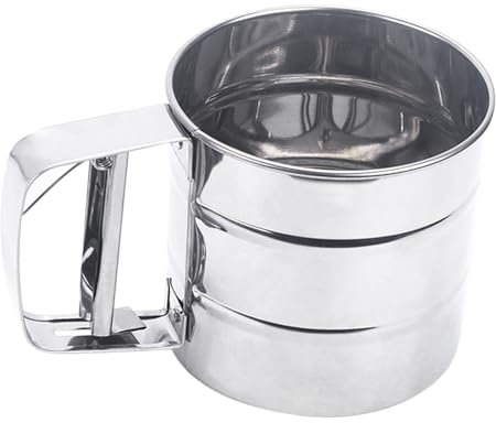 Stainless Steel Flour Sifter, Baking Sifter with Handle 24 Mesh Professional Baker's Sifter for Powdered Sugar, All Baking Flours, Cocoa Powder