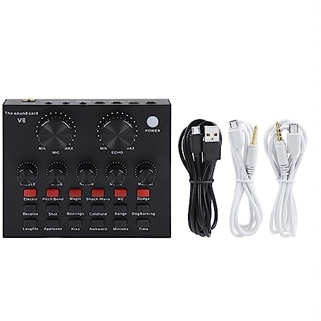 Podcast Kit Complet, BM800 Microphone professionnel Micro à condensateur V8 V9 V10 Carte son PC Ordinateur Audio USB Studio d'enregistrement Jeu Diffusion en direct KTV(Only V8 Sound Card)
