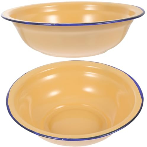 Zerodeko 2 pièces Bols Émail Vintage Ensemble de Bassins Émaillés Renforcés pour Stockage Alimentaire et Ustensiles de Cuisine et Élégants pour Maison