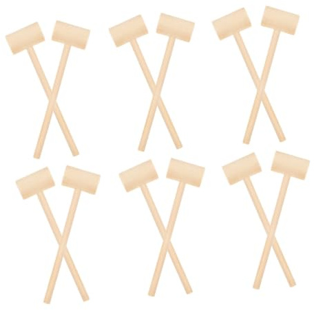 Milisten 24pcs Mini Wooden Mallets for Small Lightweight Solid Wood Hammers for Chocolate Cracking DIY Crafting and Party Games Natural Grain Wood for Creative Play and Gifts