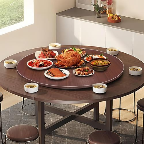 Plato de madera giratorio 360º, bandeja redonda para servir 50 y 100 cm de diámetro, ideal para compartir alimentos sin esfuerzo en cenas familiares y reuniones
