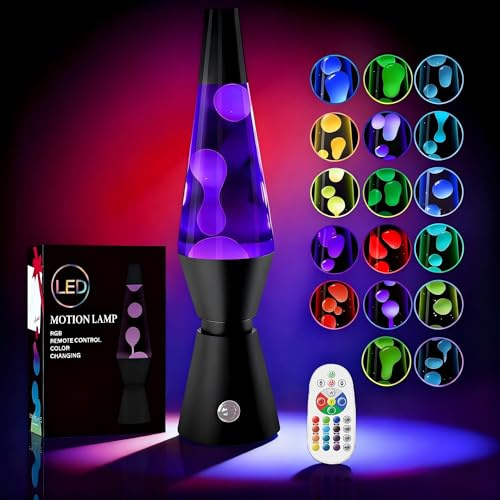 AONESY Liquid Motion Lamp with Remote Control, 17 Colour Changing Lamps for Kids & Adult, Soothing Motion Lamp for Relaxation, Mood Lamp Stress Relief, Retro Lamps Home Bedroom Office-14.5 Black