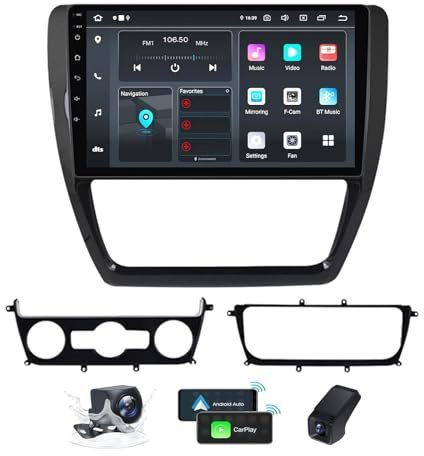 ZZPHKK Android 14 Car Radio for Volkswagen Jetta 6 2011-2018 9.5 inch 2K Touch Screen Head Unit with CarPlay Android Auto Bluetooth 5.0 FM AM RDS DSP GPS Navigation SWC + Camera DVR(M150CP)