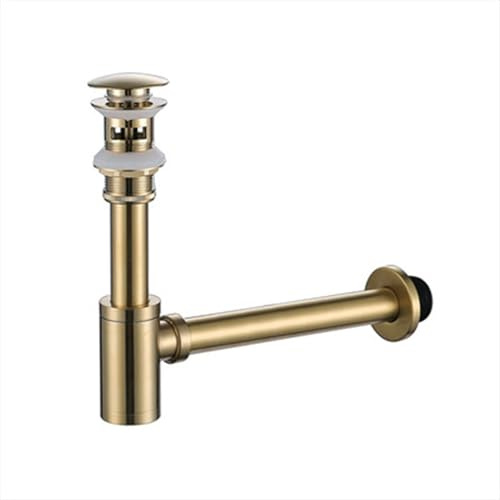 Juego de desagüe desplegable dorado cepillado con desbordamiento, drenaje de latón de cobre, desodorización de sifón, elegante accesorio de baño (estilo 3)