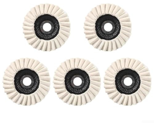 Honseadek Lot de 5 disques de polissage à lamelles en feutre de laine pour meuleuse d'angle de type 100, tampon de polissage pour cirage de voiture, restauration de meubles, acier inoxydable, cuivre