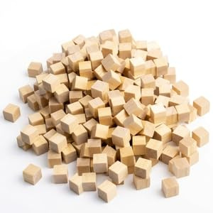 500 Stück Holzwürfel 10mm Klein Holzklötzchen zum Basteln Natur Holzbausteine Quadratisch Würfel Holz Blanko Holzblock für DIY Handwerk Deko Zahlen Puzzle Malen Unterricht Mathe Zählen Modellbau