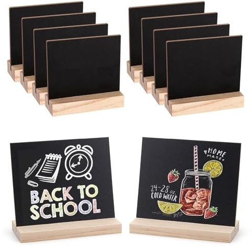 Lot de 10 Ardoise Craie,10 x 7.5cm pour Fête,Bar,Style Minimaliste (Noir)