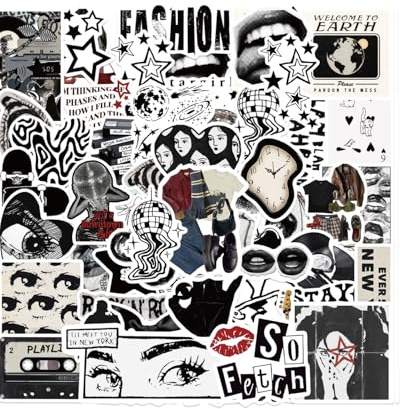 HAPZUR 50 pezzi adesivi Y2K impermeabili, estetici ed eleganti in vinile per laptop, bottiglie d'acqua, moto e altro, design hip hop e graffiti, stickers per journaling e moto, per bambini e adulti