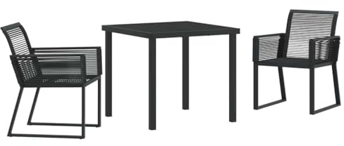 Foknhdi 3-teiliges Gartenmöbel-Set Schwarz 80x80x73 cm Stahl, modern, langlebig, UV-beständig, für, Terrasse, Wohnbereich