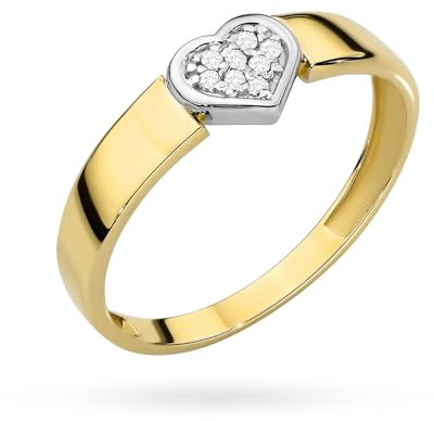 MARKO Goldring Damen 333 Echtgold mit Herz und funkelnden Steinen – Ring Gold Damen 8 Karat, Verlobungsring Damen, Promise Ring, Goldschmuck