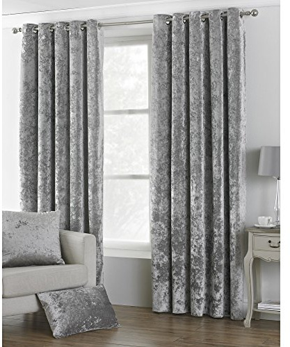 Riva Paoletti Verona Ringtop Occhielli Tende (Coppia) - Argento - Vellutato - Crushed Velvet di Sguardo 100% Poliestere - 168 Centimetri di Larghezza X 183 Centimetri Goccia (66 X 72