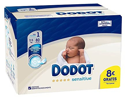 Dodot Sensitive Windeln Größe 1, 80 Windeln, 2 bis 5 kg
