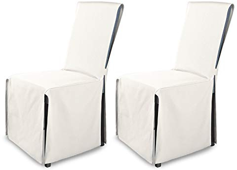 SCHEFFLER-Home Stuhlhusse Mila 2er Set/Festlicher Stuhlbezug mit Schleife für Weihnachten, Hochzeit, Geburtstag/Elegante Bankett-Husse für jeden Anlass und Stuhl/Für Esszimmer, Wohnzimmer/Ecru