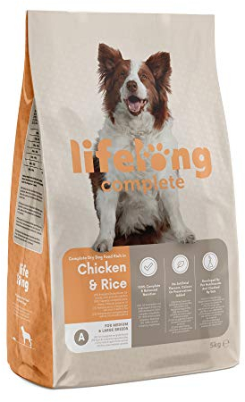 Amazon Brand - Lifelong - Complete Dry Dog Food Rich in Chicken and Rice for Medium and Large Breeds, 5 kg