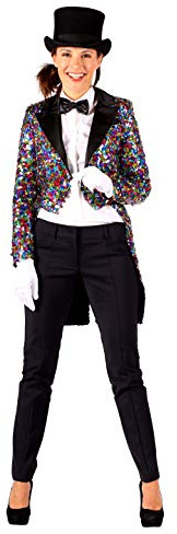 T2453-9901-M bunt Multicolor Damen Pailletten Frack-Jacke Partykostüm Gr.M