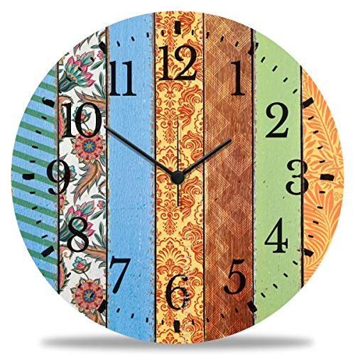 GRAVURZEILE Wanduhr aus Holz Mandala Design - 100% Lautlos kein Ticken absolut geräuschlos - 30 cm Ø - Design Wanduhren für Wohnzimmer Schlafzimmer & Küche