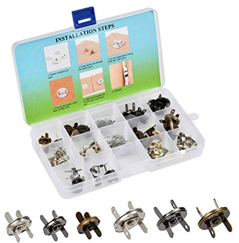 FOROREH 30Pcs Magnetknöpfe Magnetische Knopf DIY Magnetverschluss Ø18mm Ø14mm Magnetknopf Magnet Knopfverschluss für Mäntel, Jacken, Jeans, Gepäck und Bekleidungszubehör - Silber Bronze Schwarz