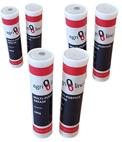 Grease Cartridges, 6 Pack, EP2 Lithium Multipurpose Grease lubricant in 400g/14oz Cartridge for Grease Gun, UK Stock for fast delivery by Agri-Linc