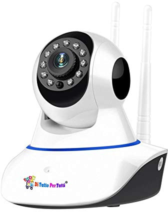 Di Tutto Per Tutti® Ip Camera 2 Antenne | WIFI | LAN | SD | Motorizzata HD 720p Onvif Infrarossi Audio Bidirezionale Videosorveglianza, Interno, App Yoosee
