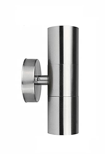 ILLUMINATIO-Up and Down Lights Outdoor, Chrome Stainless Steel Outdoor Wall Lights Mains Powered - GU10 Fittings, Exterior Wall Light with IP65 Ratings, Waterproof Up Down Outside Lights