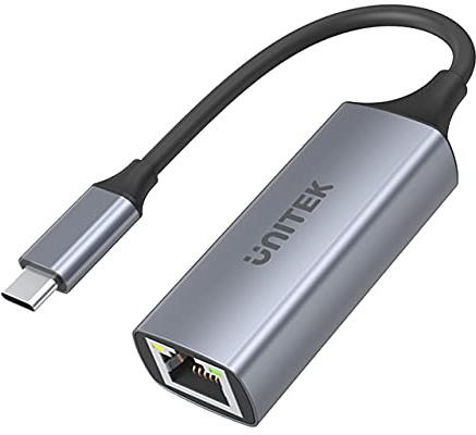Adaptador Unitek USB-C a Gigabit Ethernet, USB Tipo C a RJ45 LAN Ethernet 10/100/1000 Mbps, USB 3.0 5 Gbps, Aluminio, Cable de 12 cm, Adaptador de Red para Win, Mac, Linux, Plug & Play