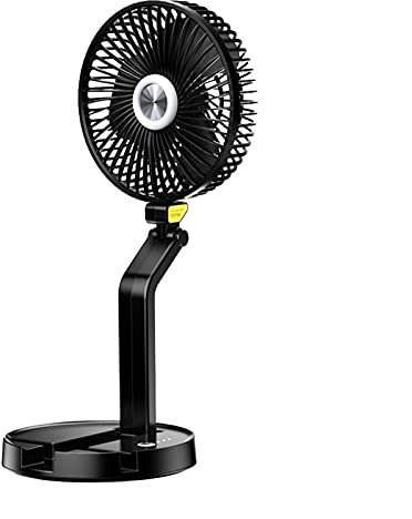 Hanghaijia Folding Table Lamp Fan, Portable USB Office Desktop Fan 7 Inch Mobile Wall-mounted Night Light Bedroom Fan (Color : Black)
